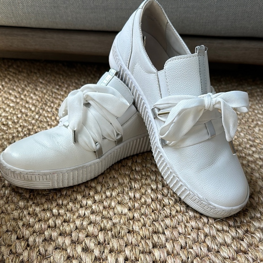 Gabor White Sneakers Leather-Like Upper Casual 6.5 UK 9 US